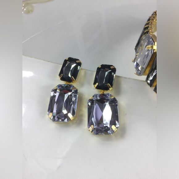 New! Zara Square Pendant Earrings - Picture 1 of 9